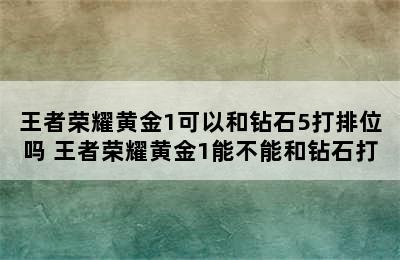 王者荣耀黄金1可以和钻石5打排位吗 王者荣耀黄金1能不能和钻石打